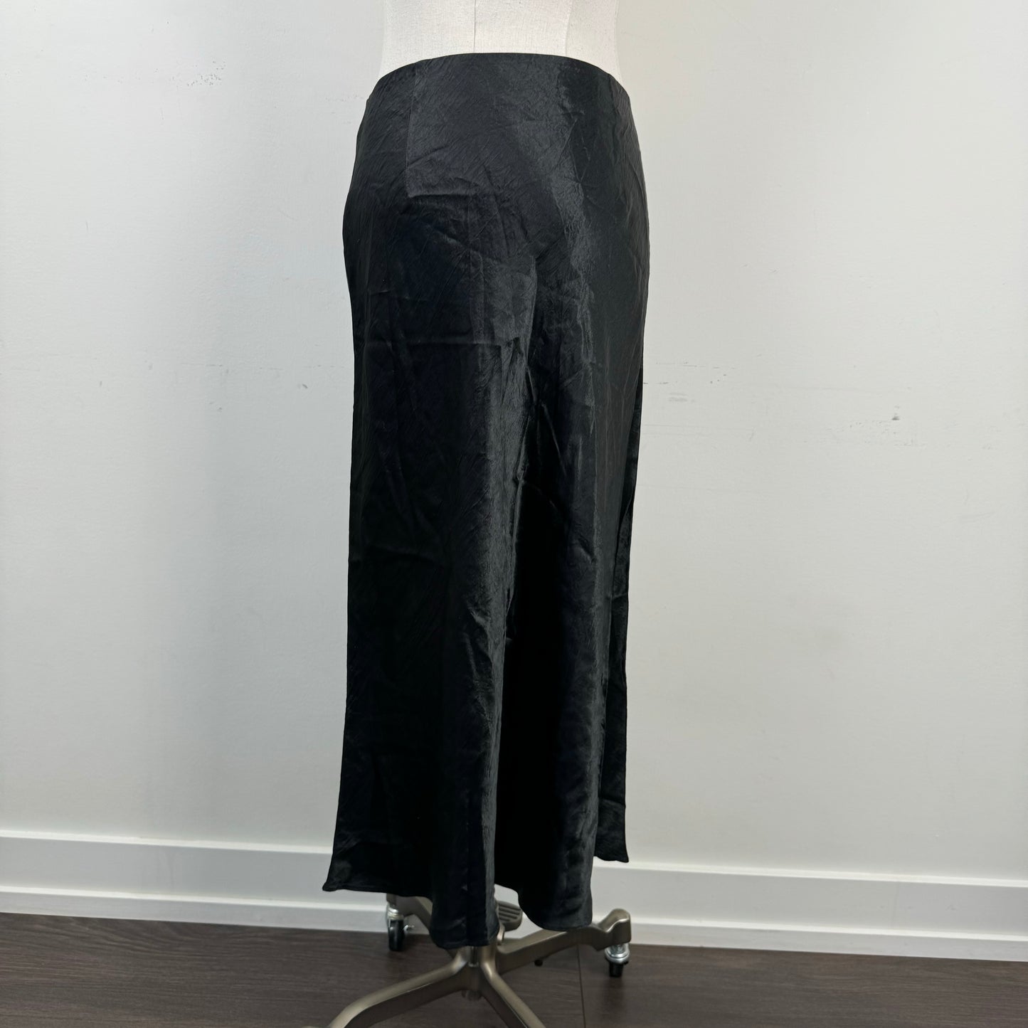 Black Satin Midi Skirt