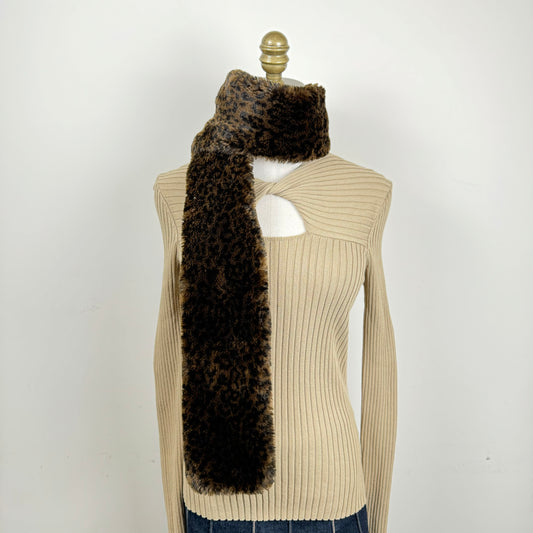 Faux Fur Leopard Print Scarf