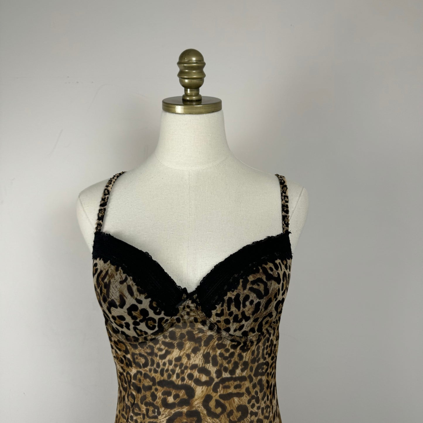 Leopard Print Babydoll Mesh Slip