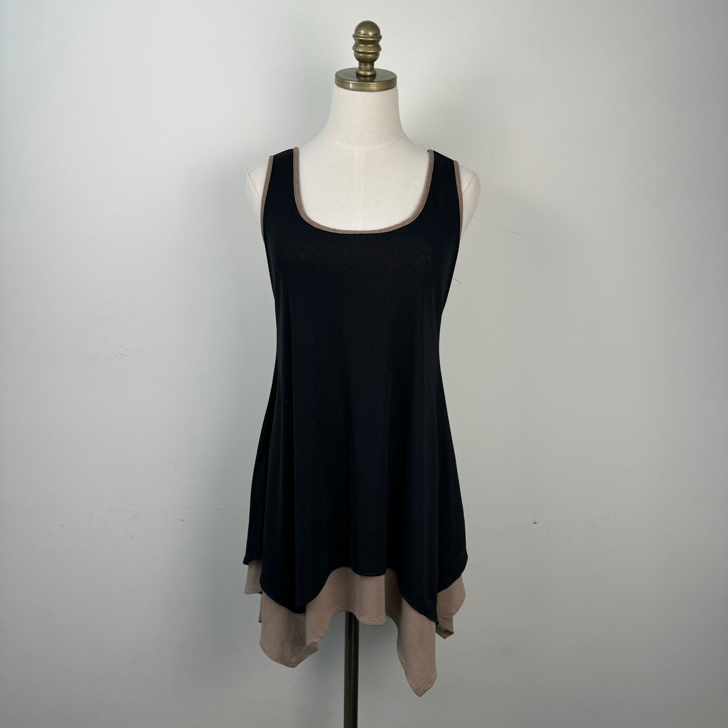 Black & Brown Mesh Layered Pixie Cut Mini Dress