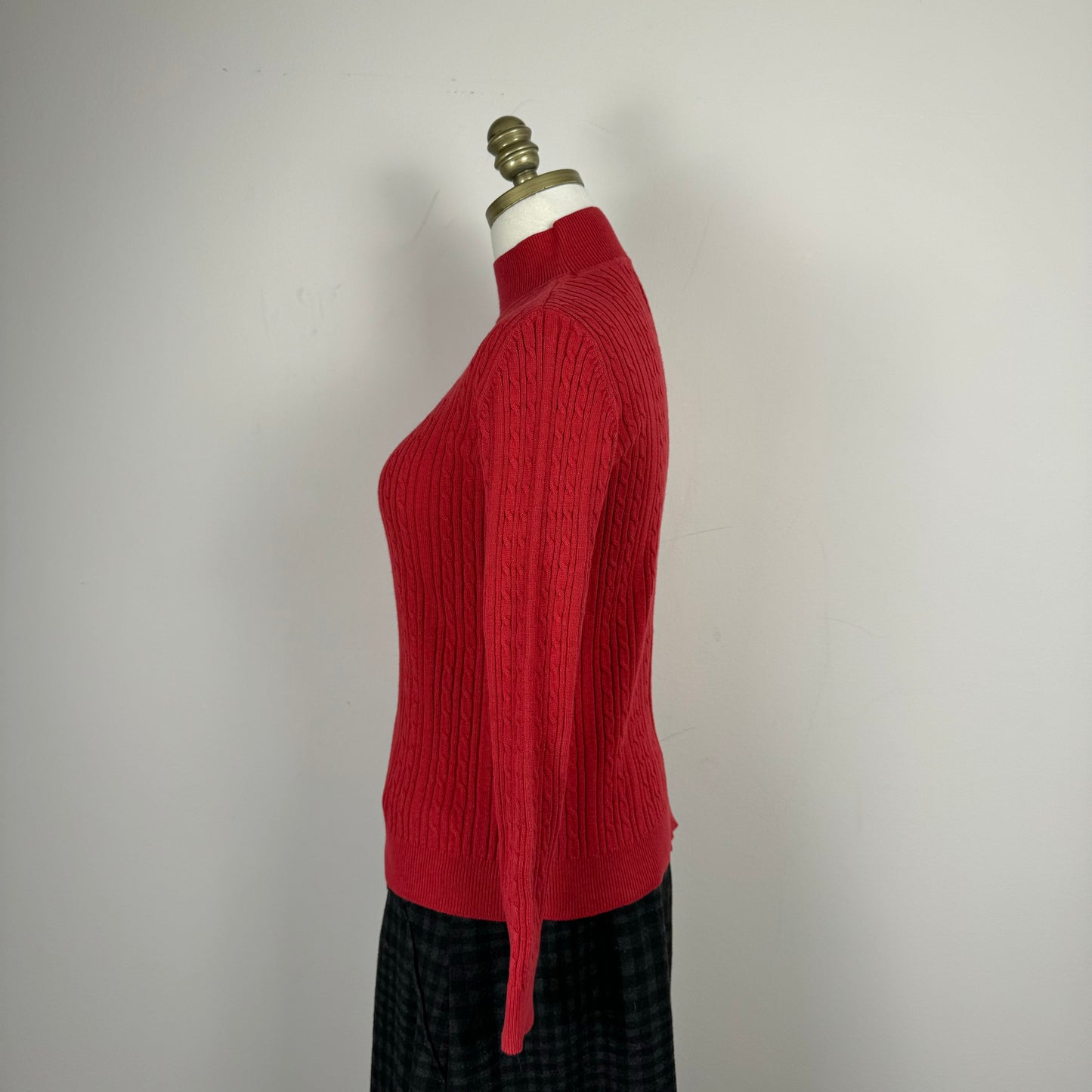 Vintage Red Cable Knit Turtleneck Sweater