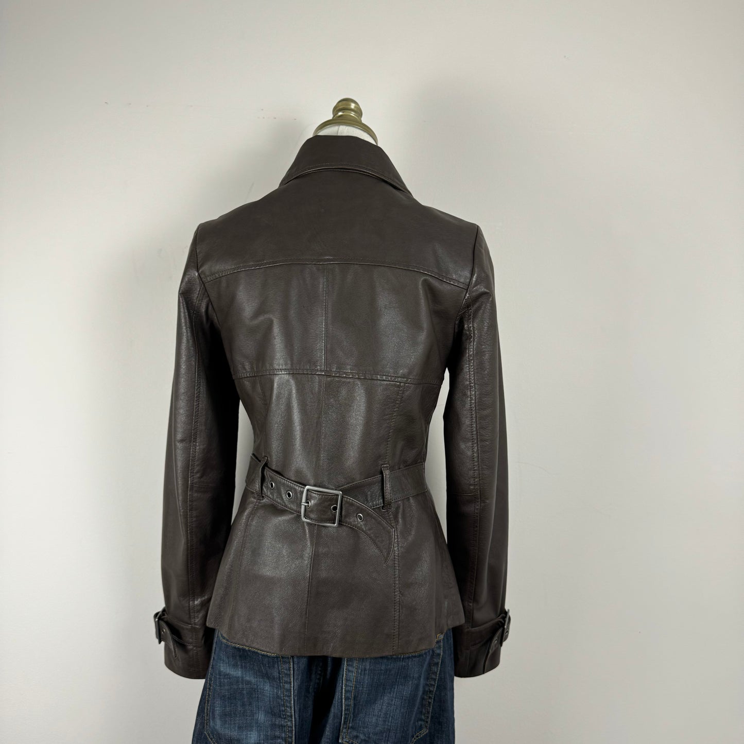 Danier Brown Buckled Moto Leather Jacket