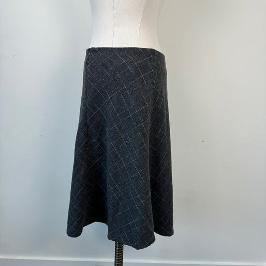 Dark Grey Wool Blend Midi Skirt