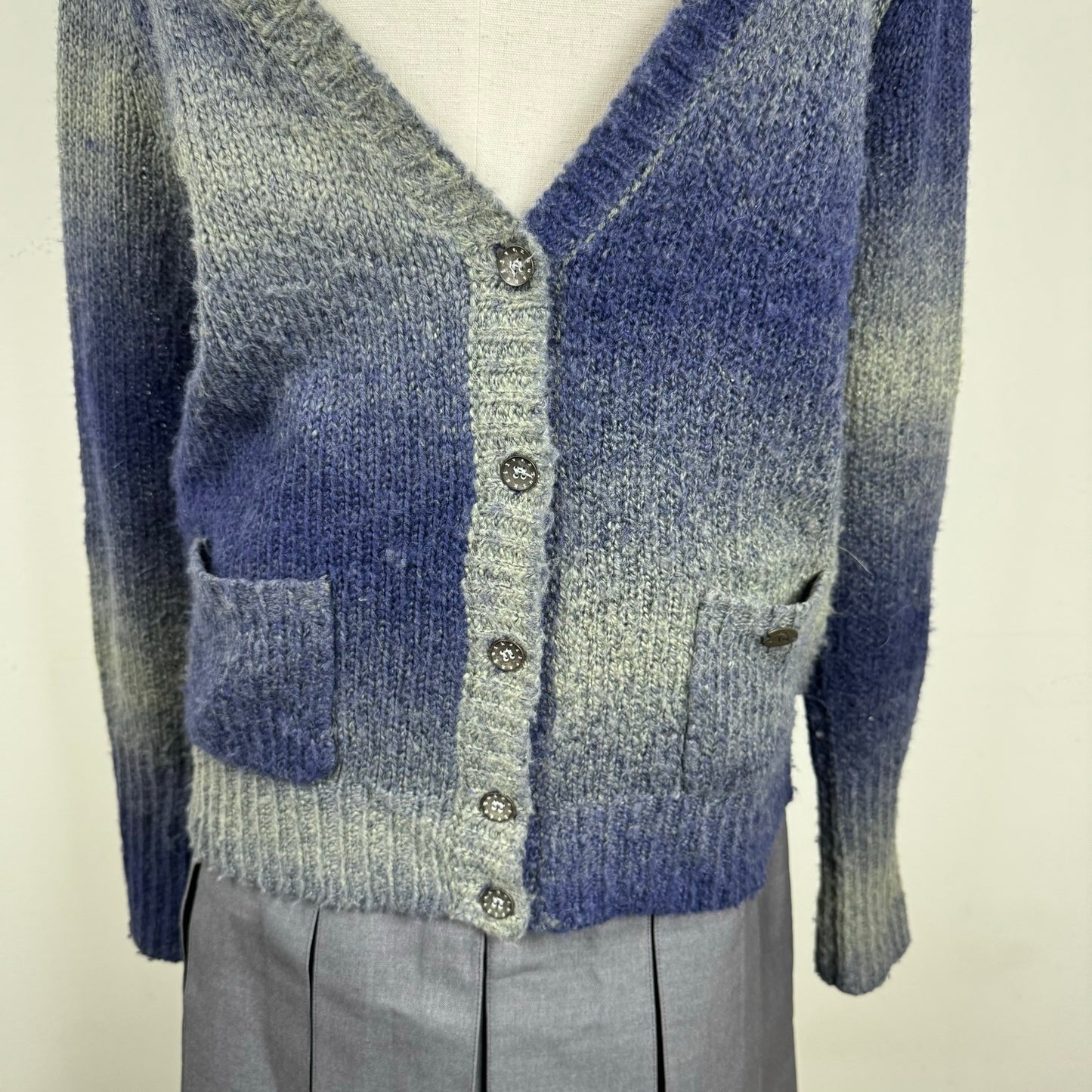 Soft Ombre Gradient Knit Button Up Cardigan
