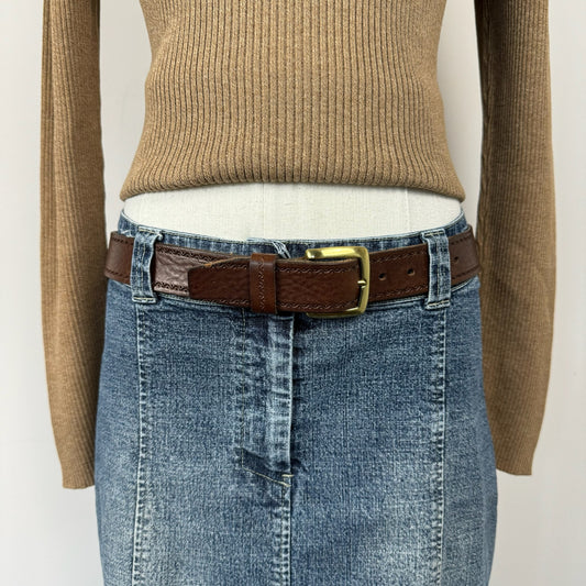 Western Gold Buckle Genuine Leather Belt