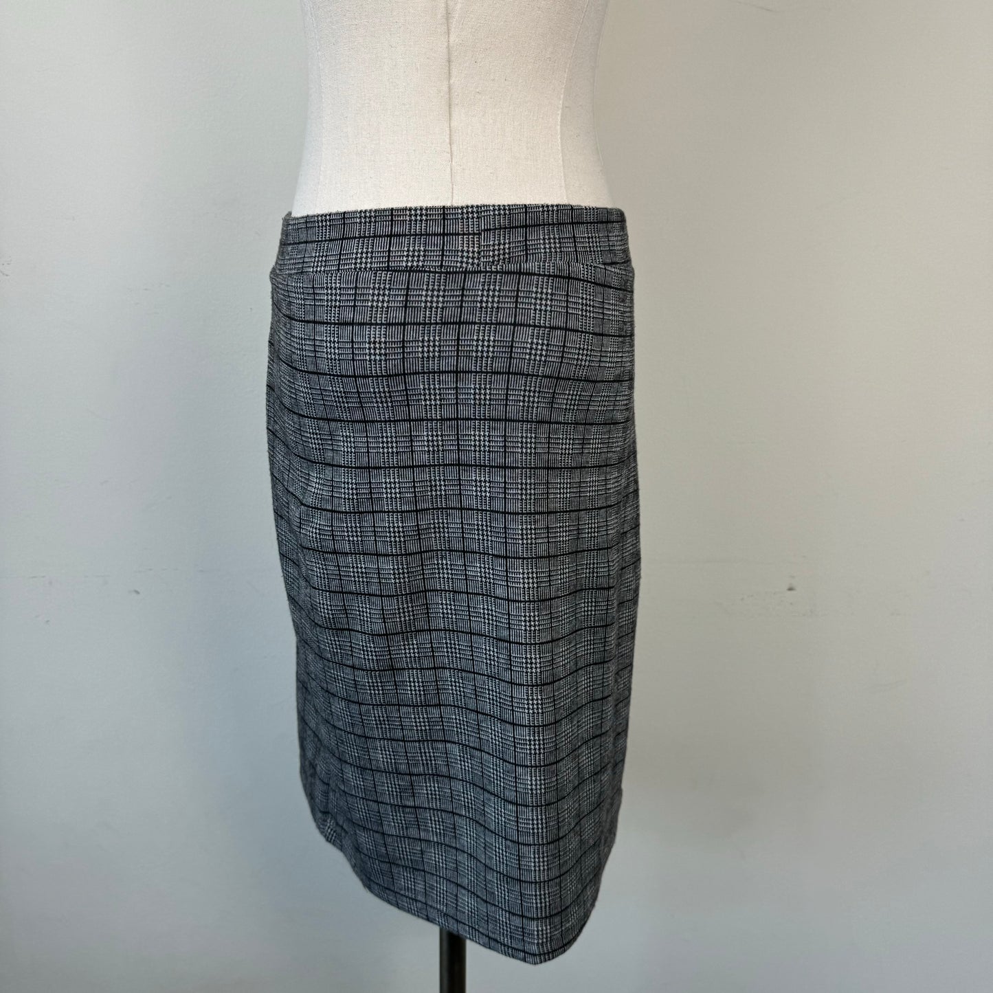 Grey Plaid Midi Skirt