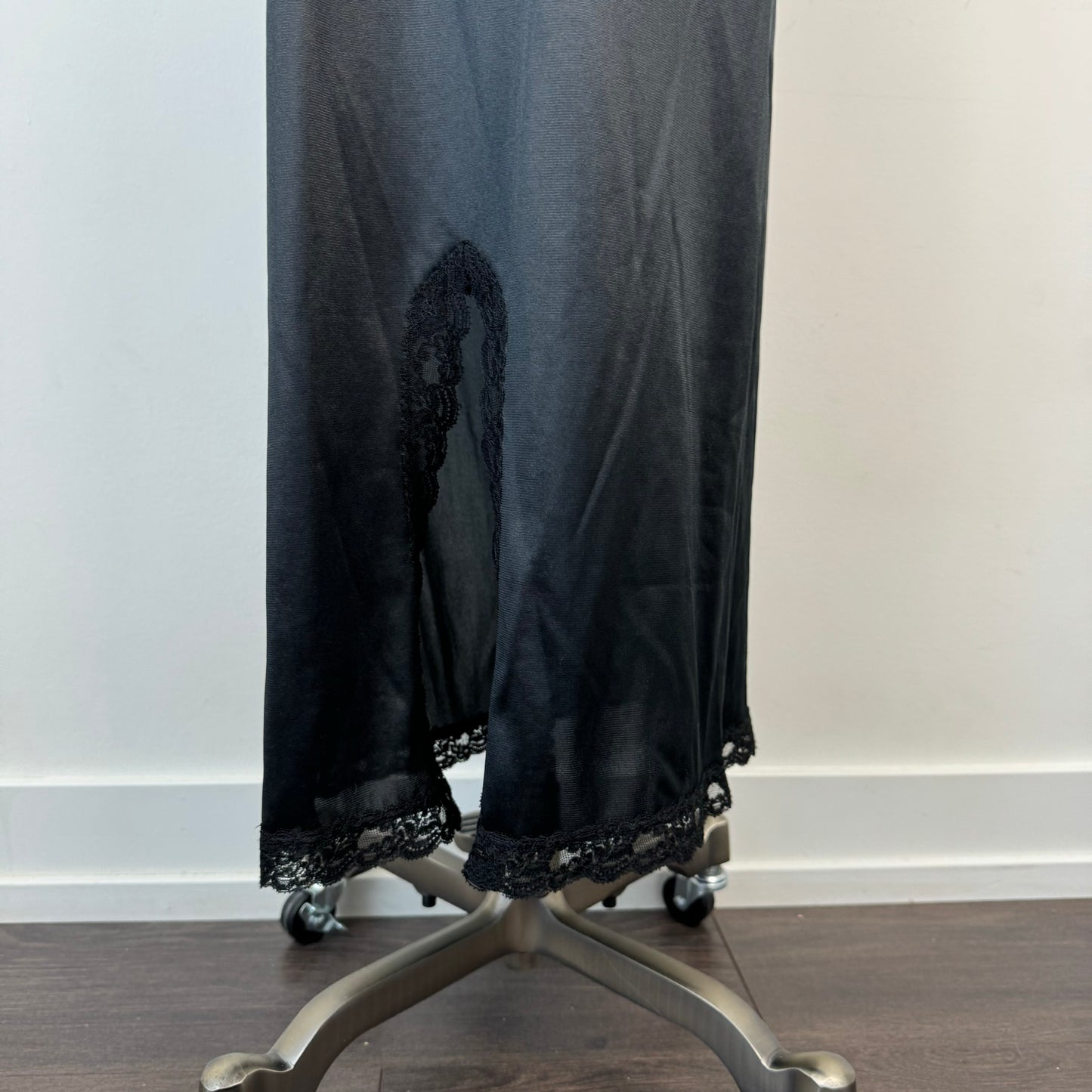 Satin Lace Trim Midi Skirt