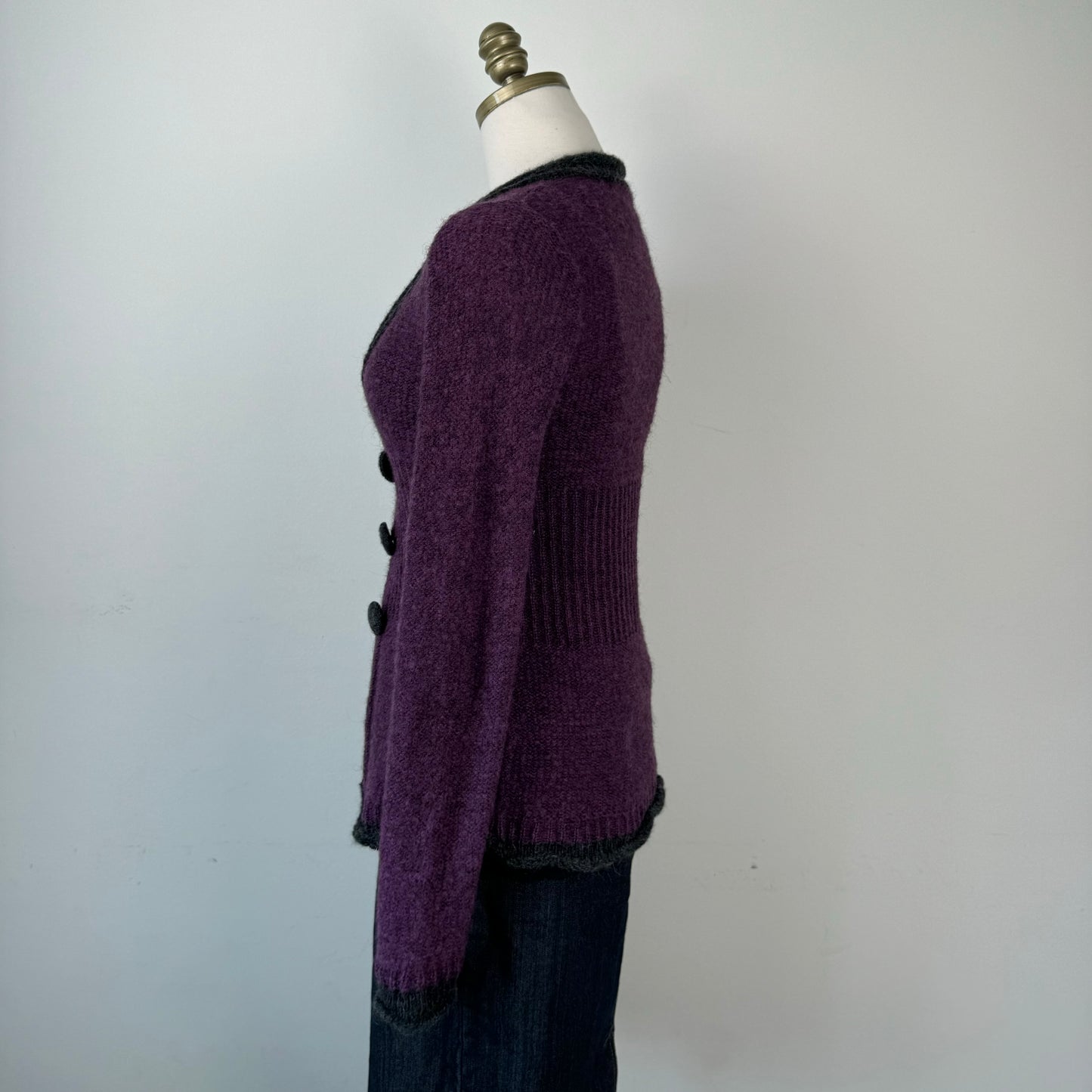 Fitted Purple Open Front Cardigan