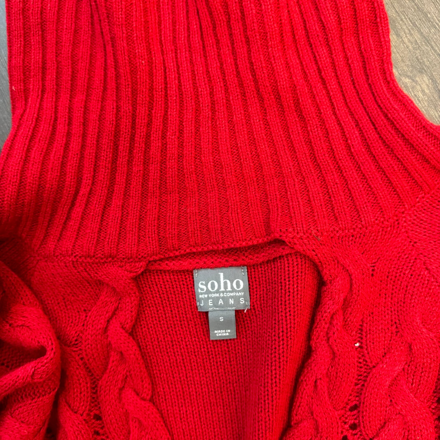 Red Cable Knit Bell Sleeve Sweater