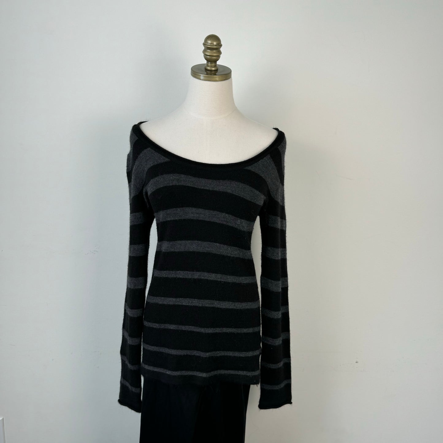 Soft Knit Striped Scoop Neck Sweater