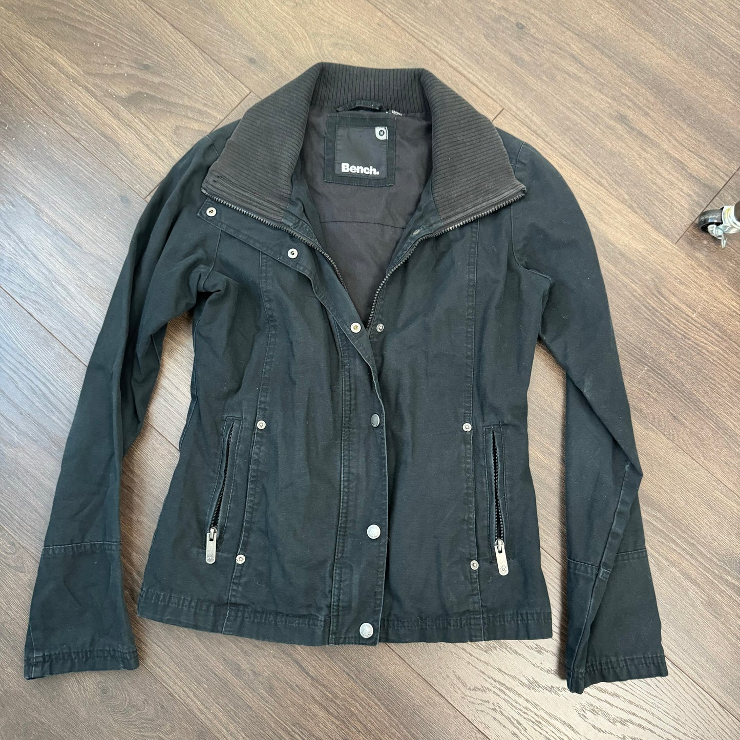 Black Fitted Zip Up Jacket