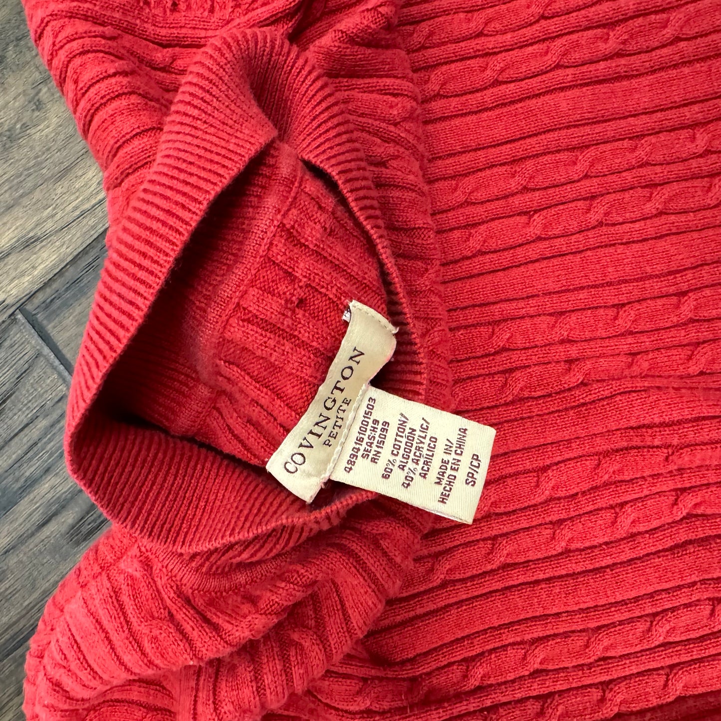 Vintage Red Cable Knit Turtleneck Sweater