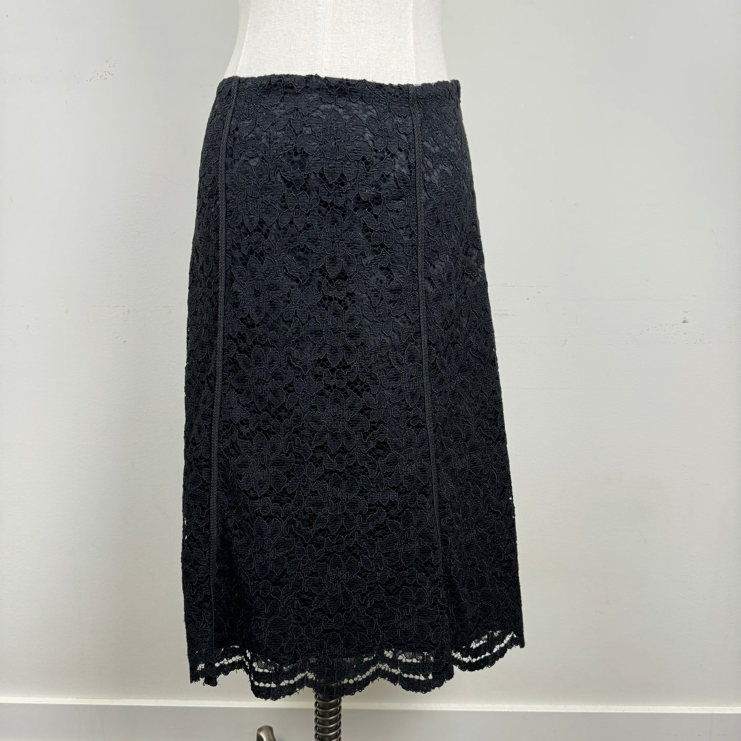 Vintage Black Lace Midi Skirt