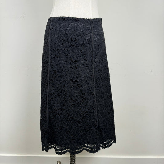 Vintage Black Lace Midi Skirt