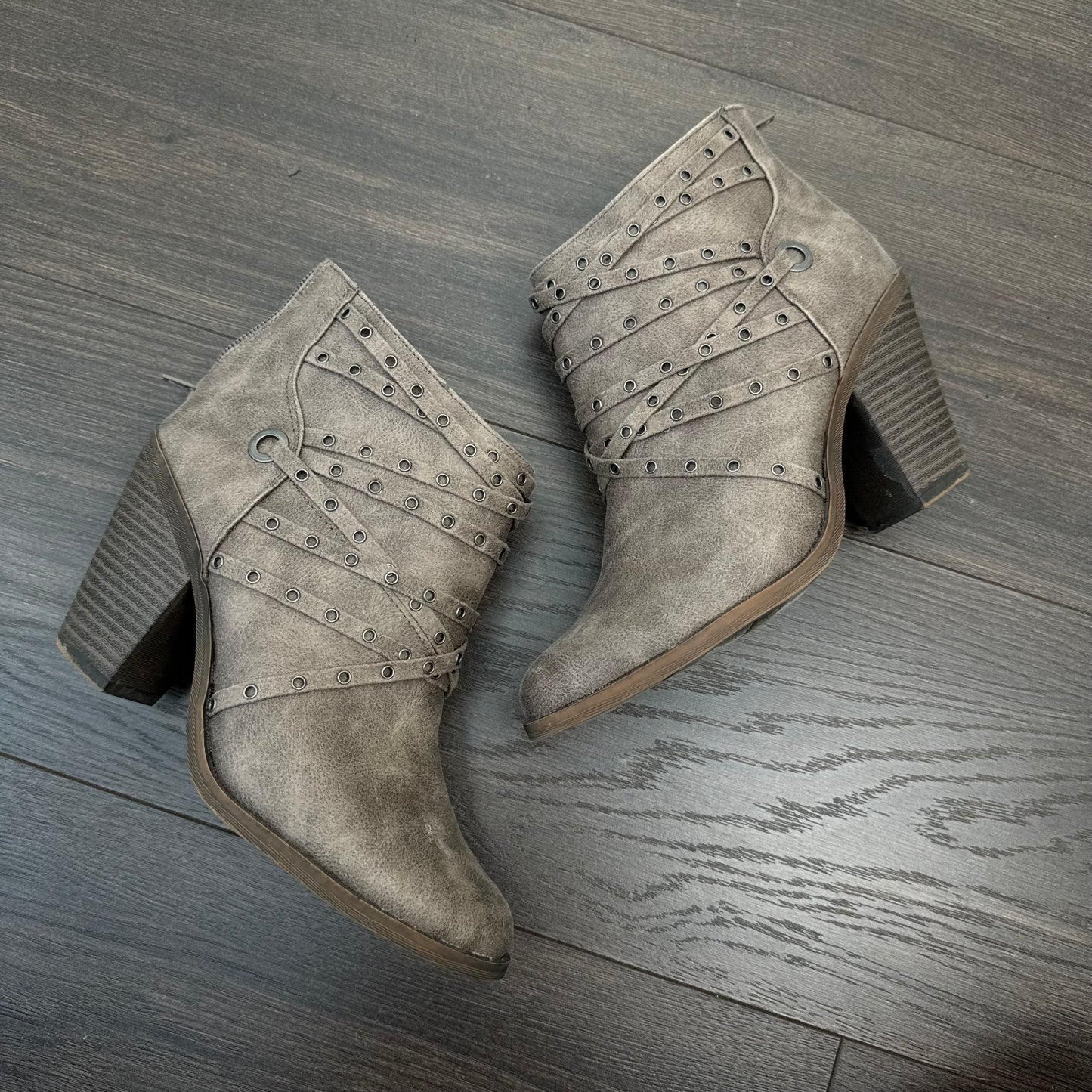 Fergalicious Brown Studded Wedge Boot Heels (US7)