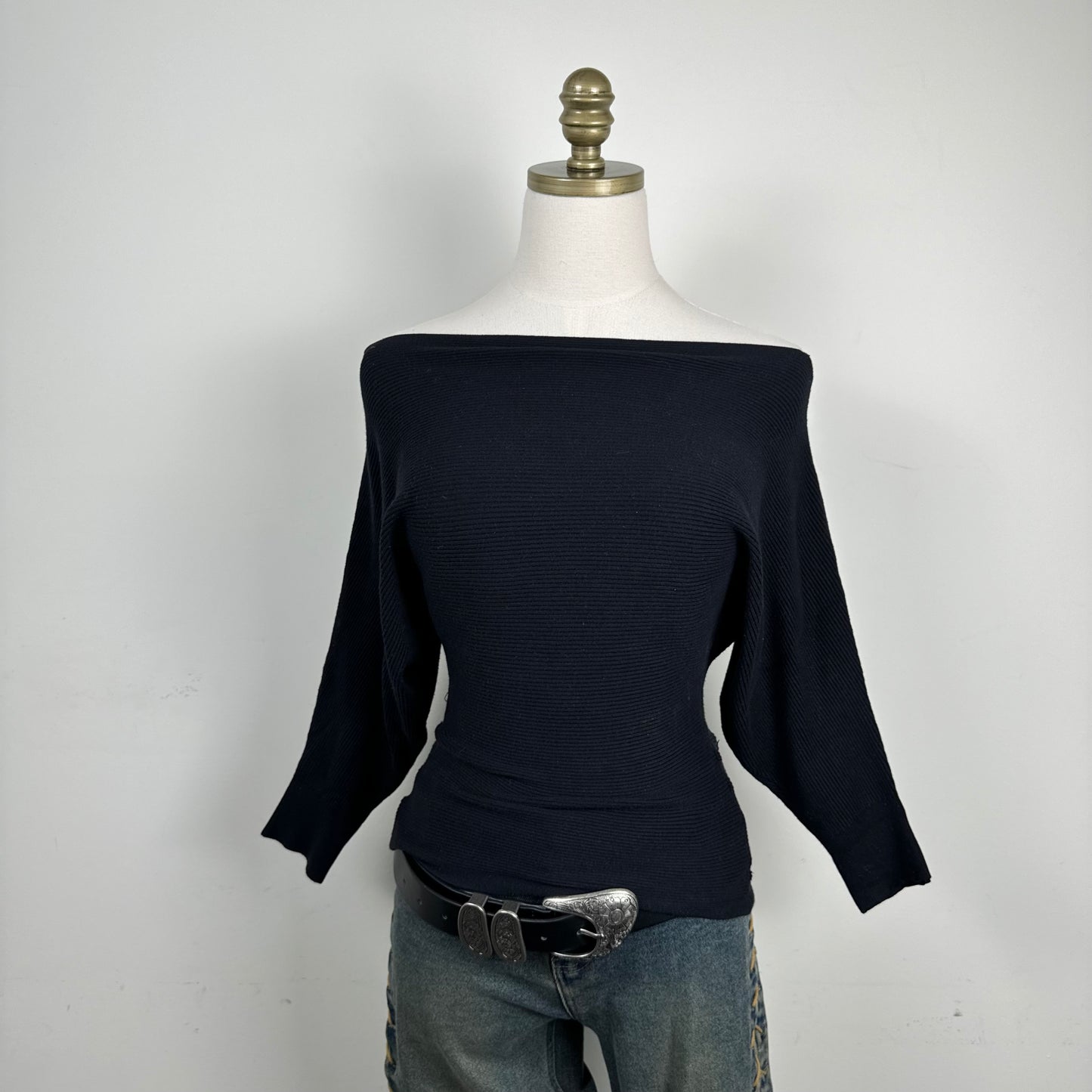 Black Off Shoulder Dolman Sweater