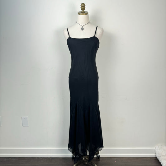 Vintage Chiffon Mesh Overlay Midi Dress