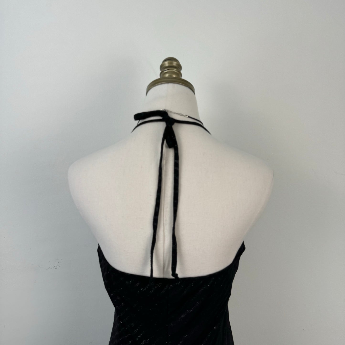 Black Halter Babydoll Midi Dress
