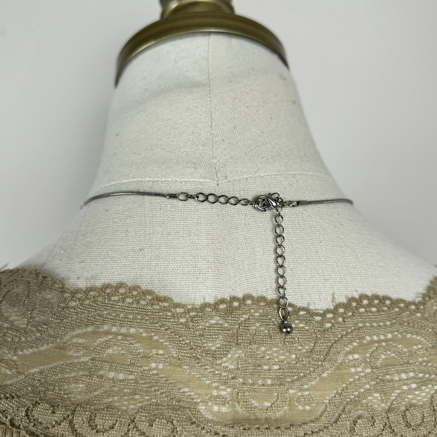 Vintage Blue-Grey Beaded Silver Necklace