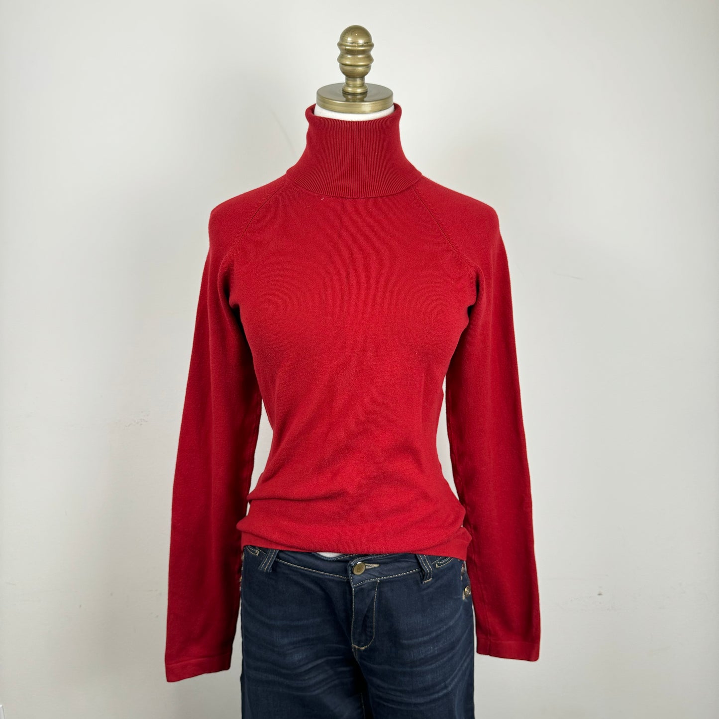 Dark Red Fitted Turtleneck Sweater