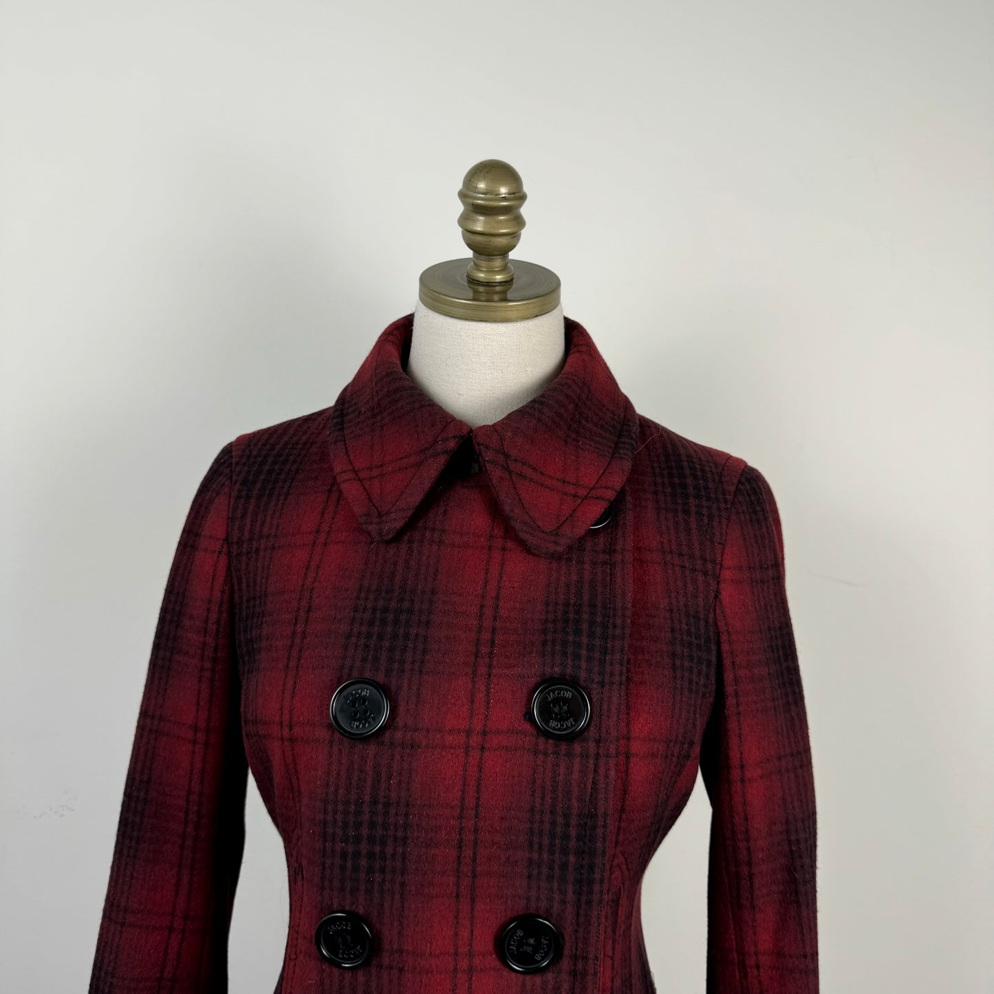 Wool Plaid Button Up Jacket