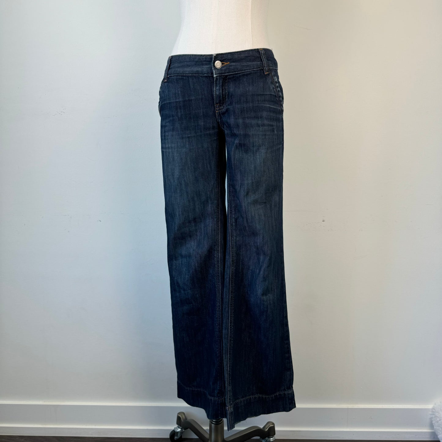Dark Wash Low Rise Flared Jeans