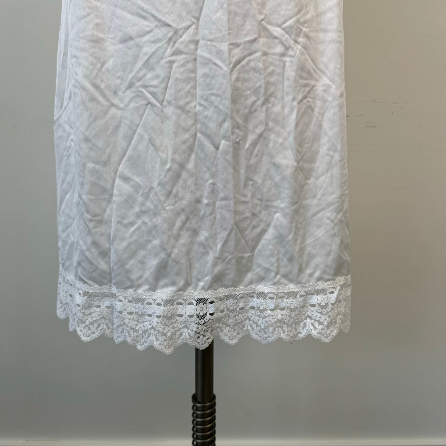 Cream White Lace Trim Slip Skirt