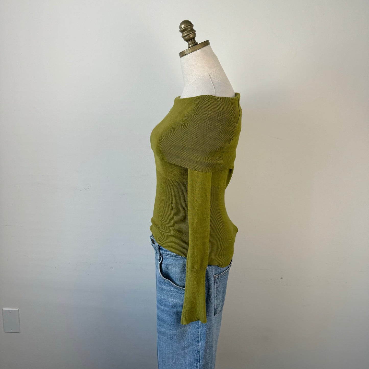 Charlotte Russe Green Off Shoulder Sweater