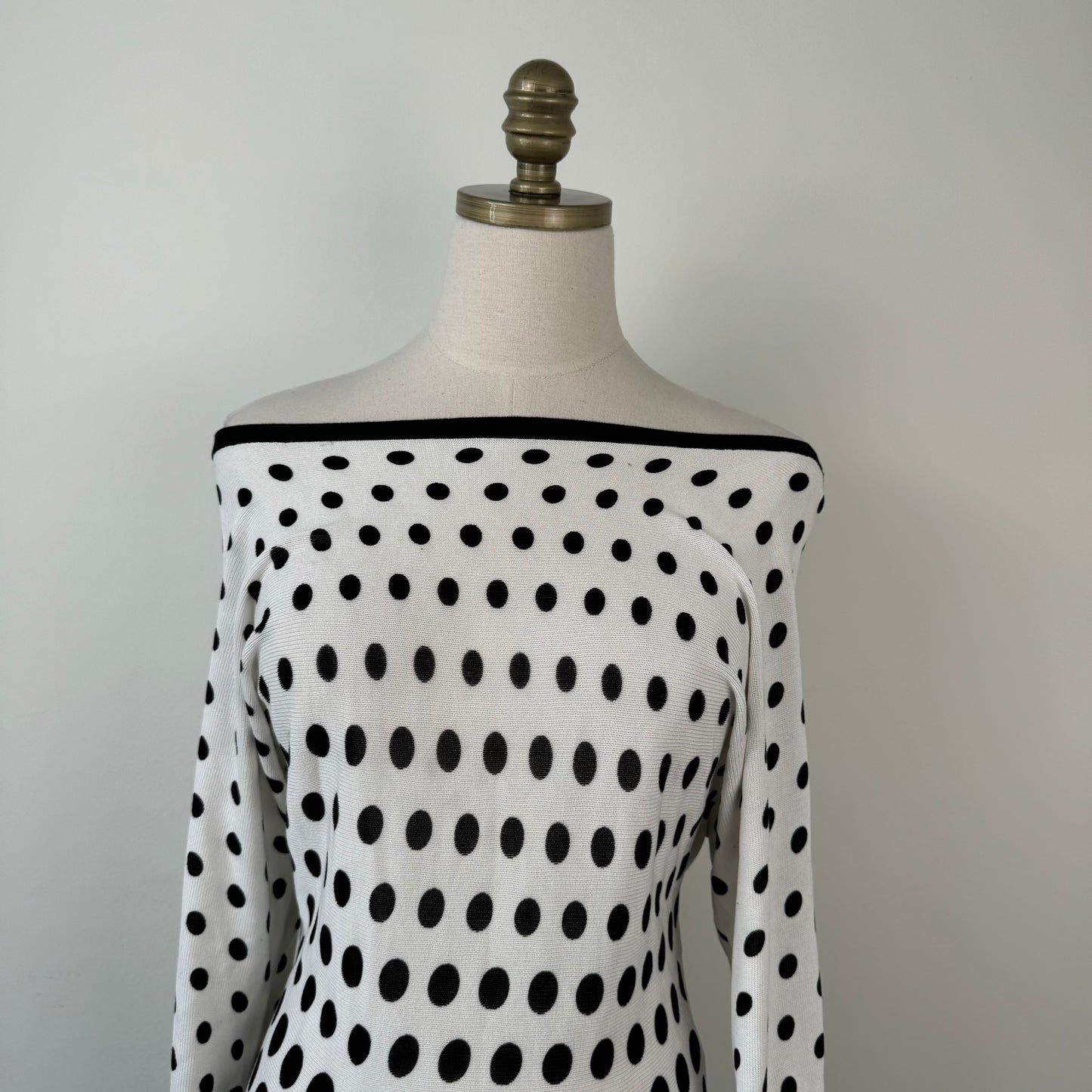 Polka Dot Off Shoulder Dolman Knit Top
