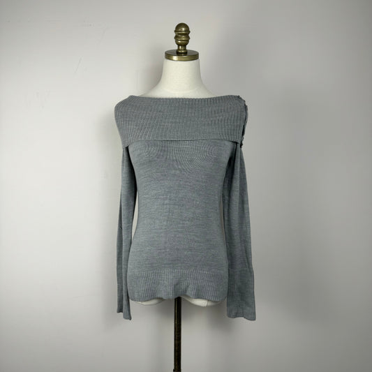 Vintage Grey Boat Neck / Off Shoulder Sweater