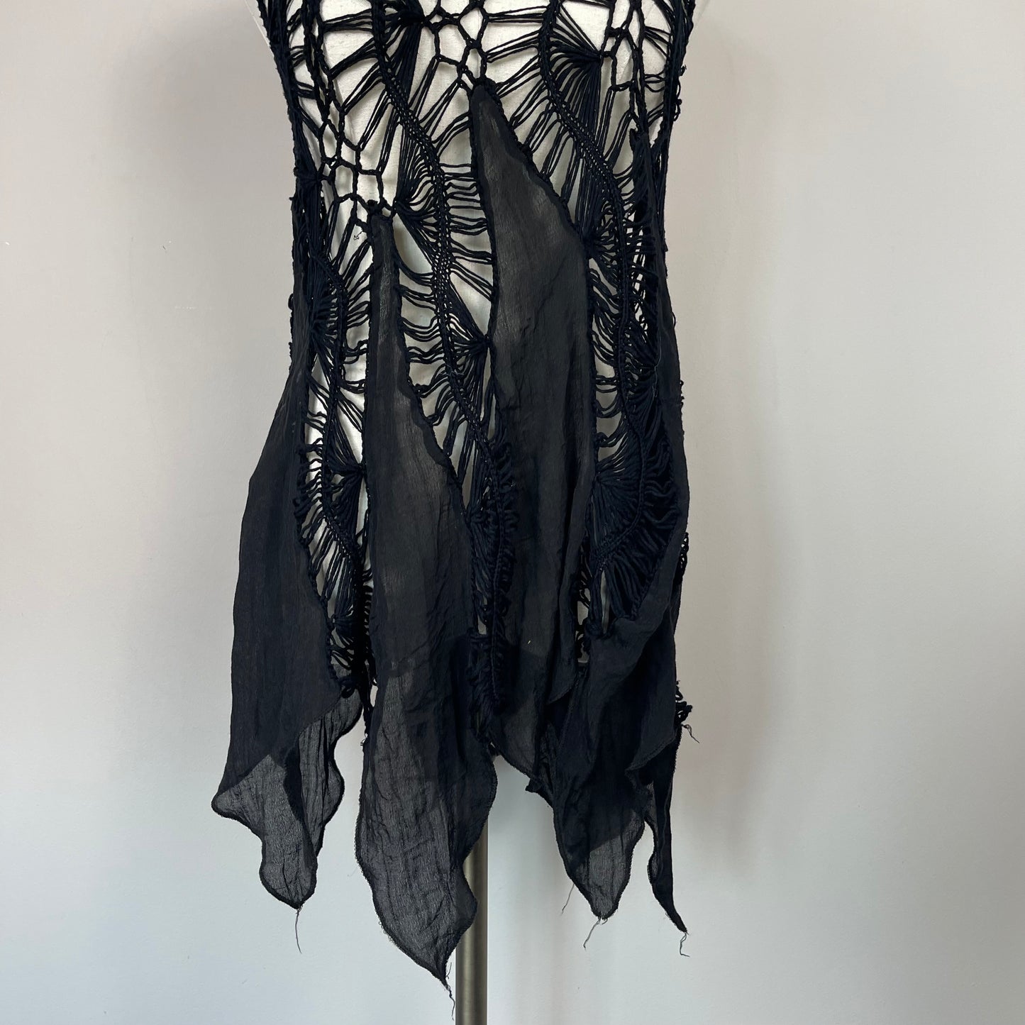 Black Open Knit Cover Up / Mini Dress