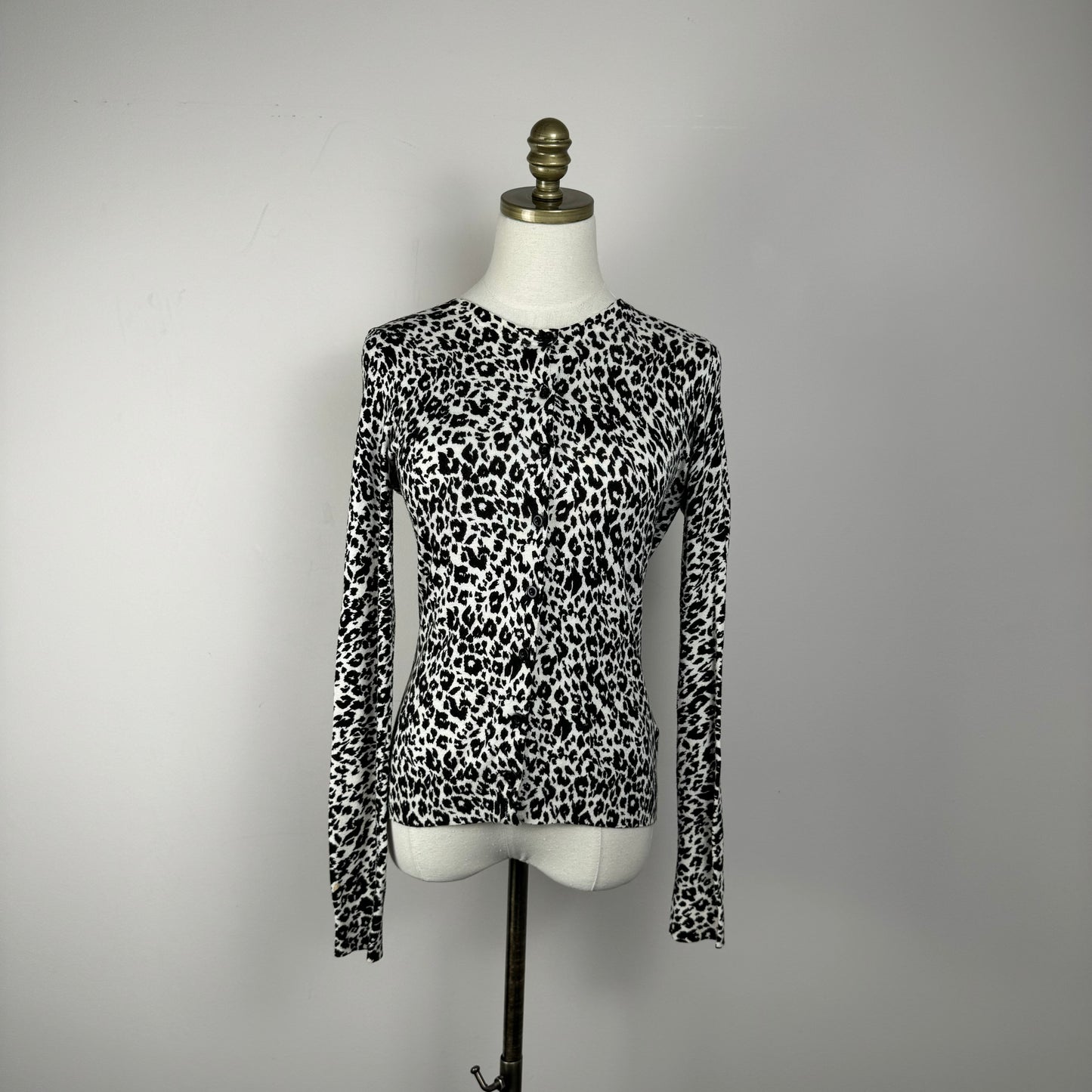 Leopard Print Fitted Button Up Cardigan