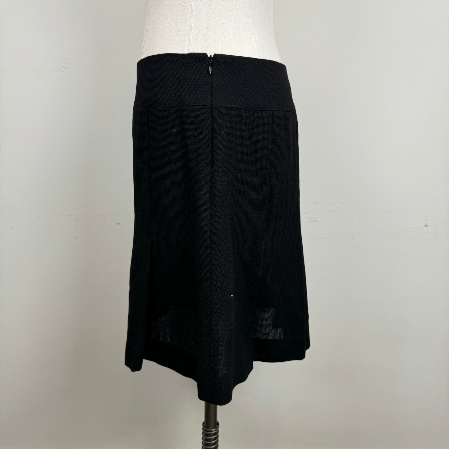 Vintage Black Wool Pleated Midi Skirt