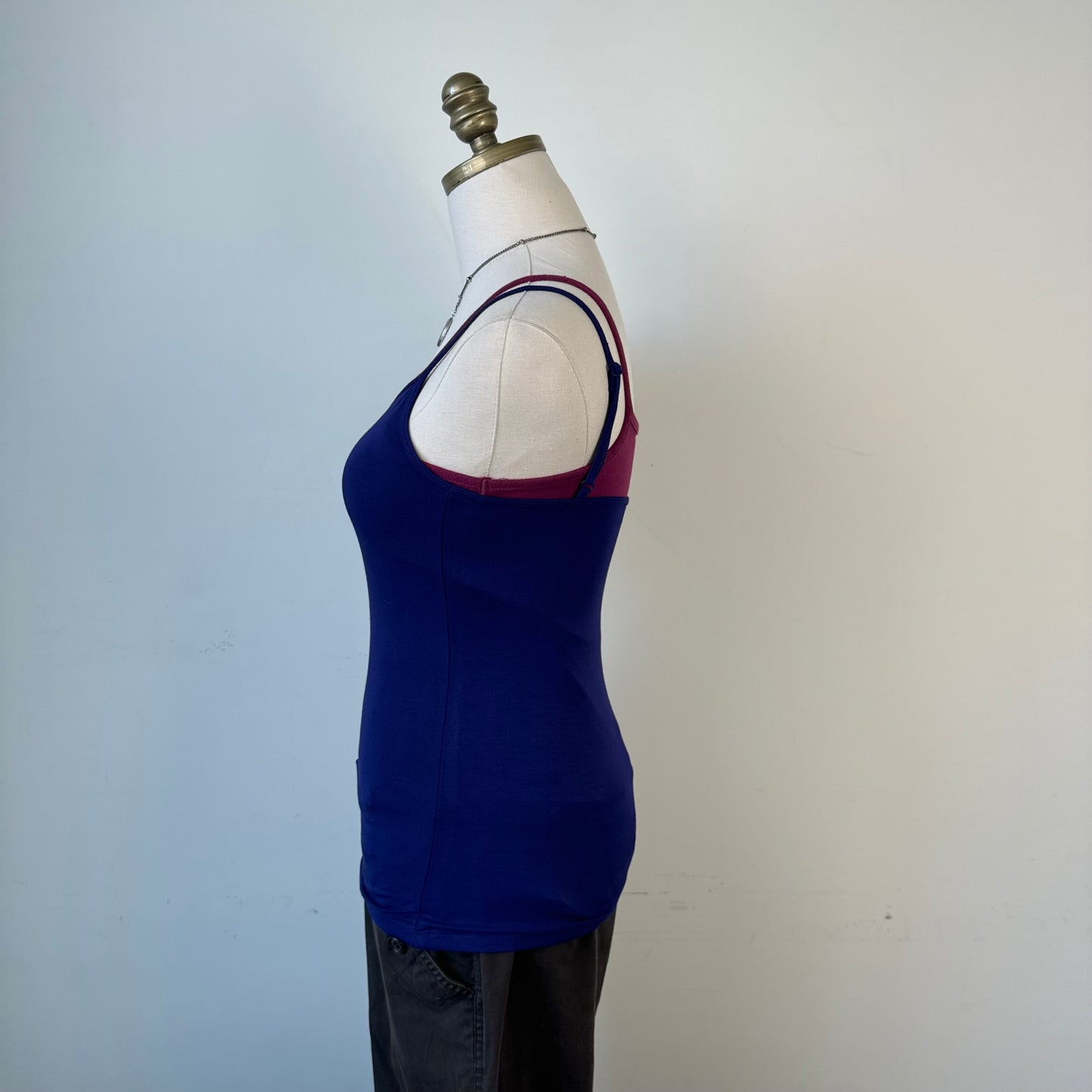 Le Chateau Dark Purple Fitted Slinky Tank Top