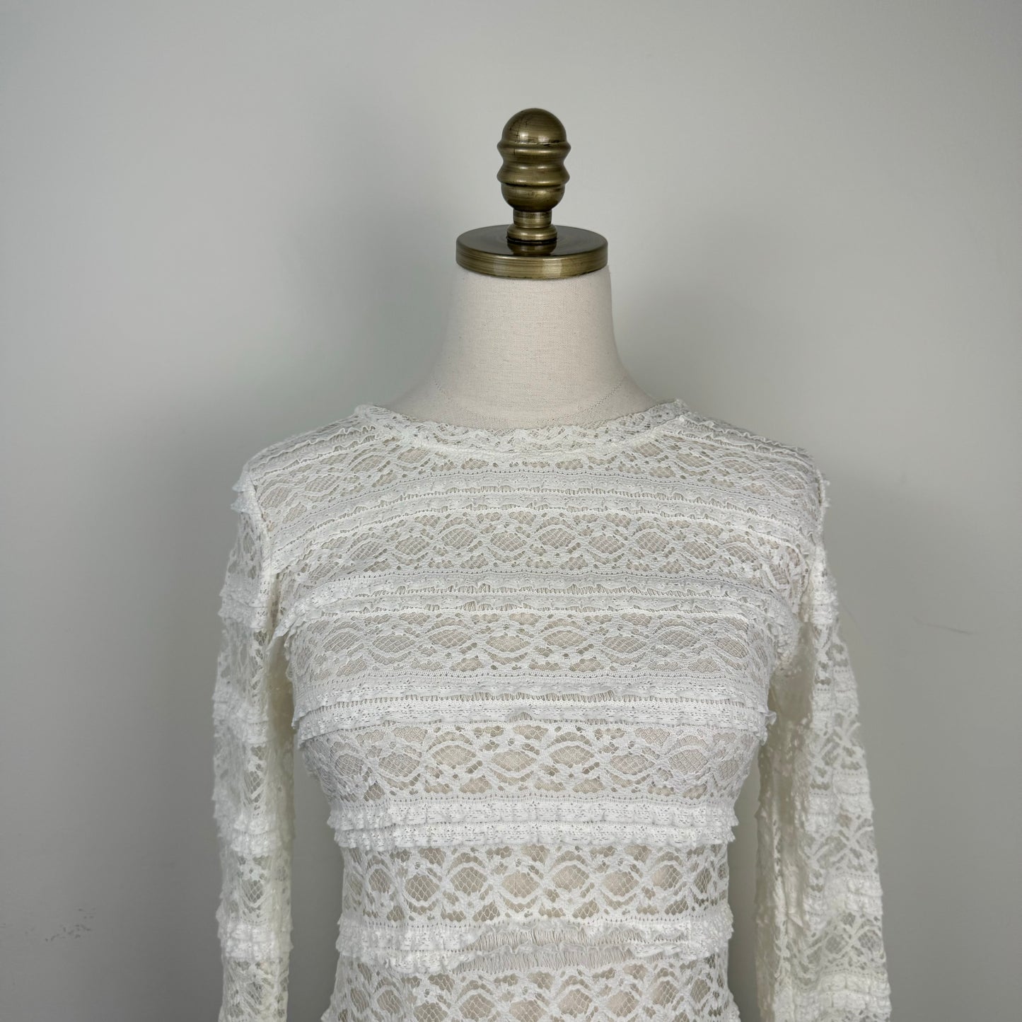 White Lace Long Sleeve Top