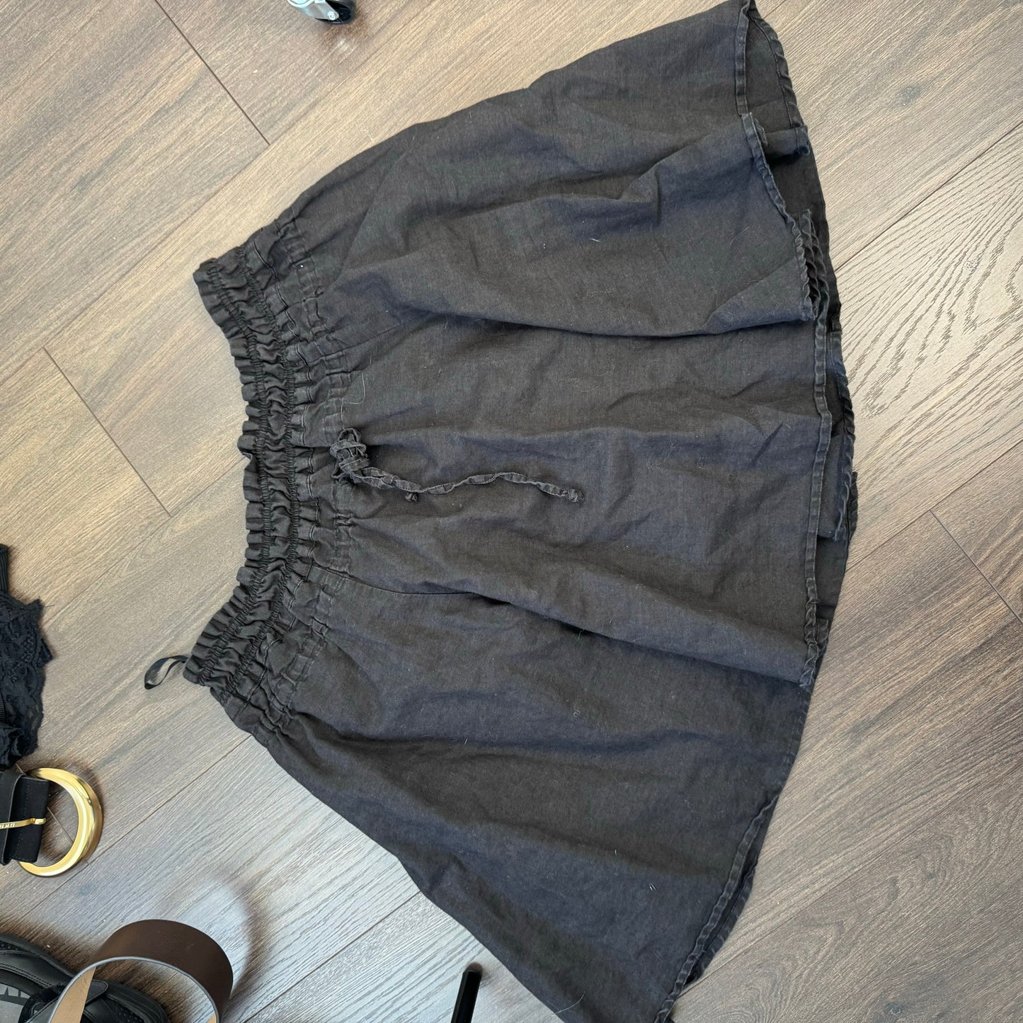 Black Ruffled Midi Skirt