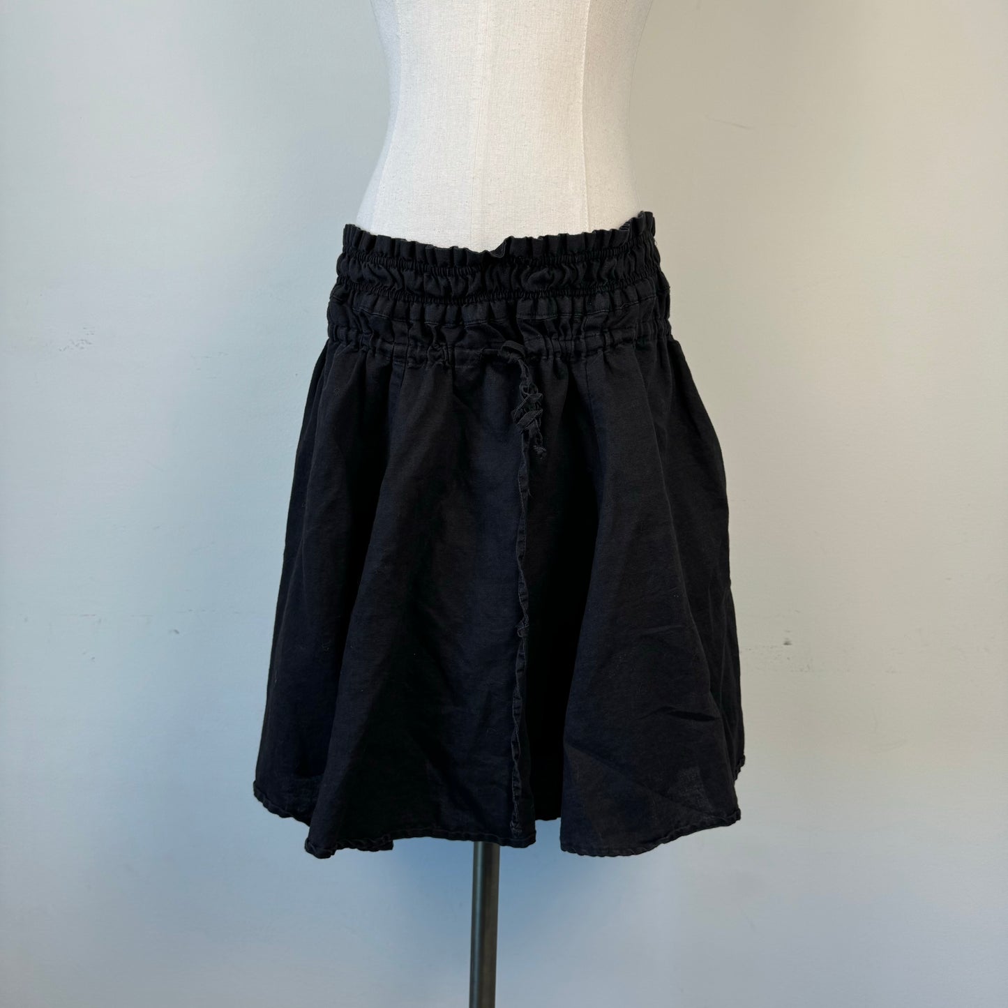 Black Ruffled Midi Skirt