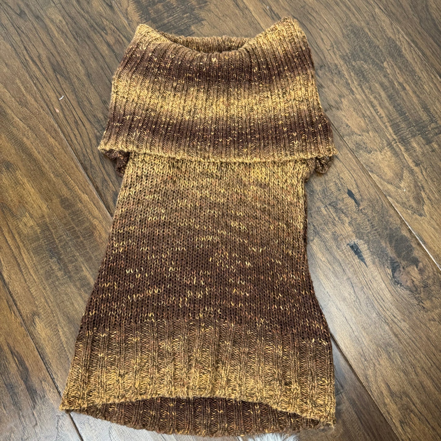 Brown Gradient Knit Off Shoulder Short Sleeve Top