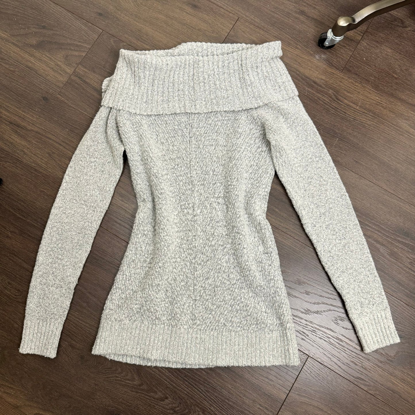 Grey Soft Knit Off The Shoulder Sweater