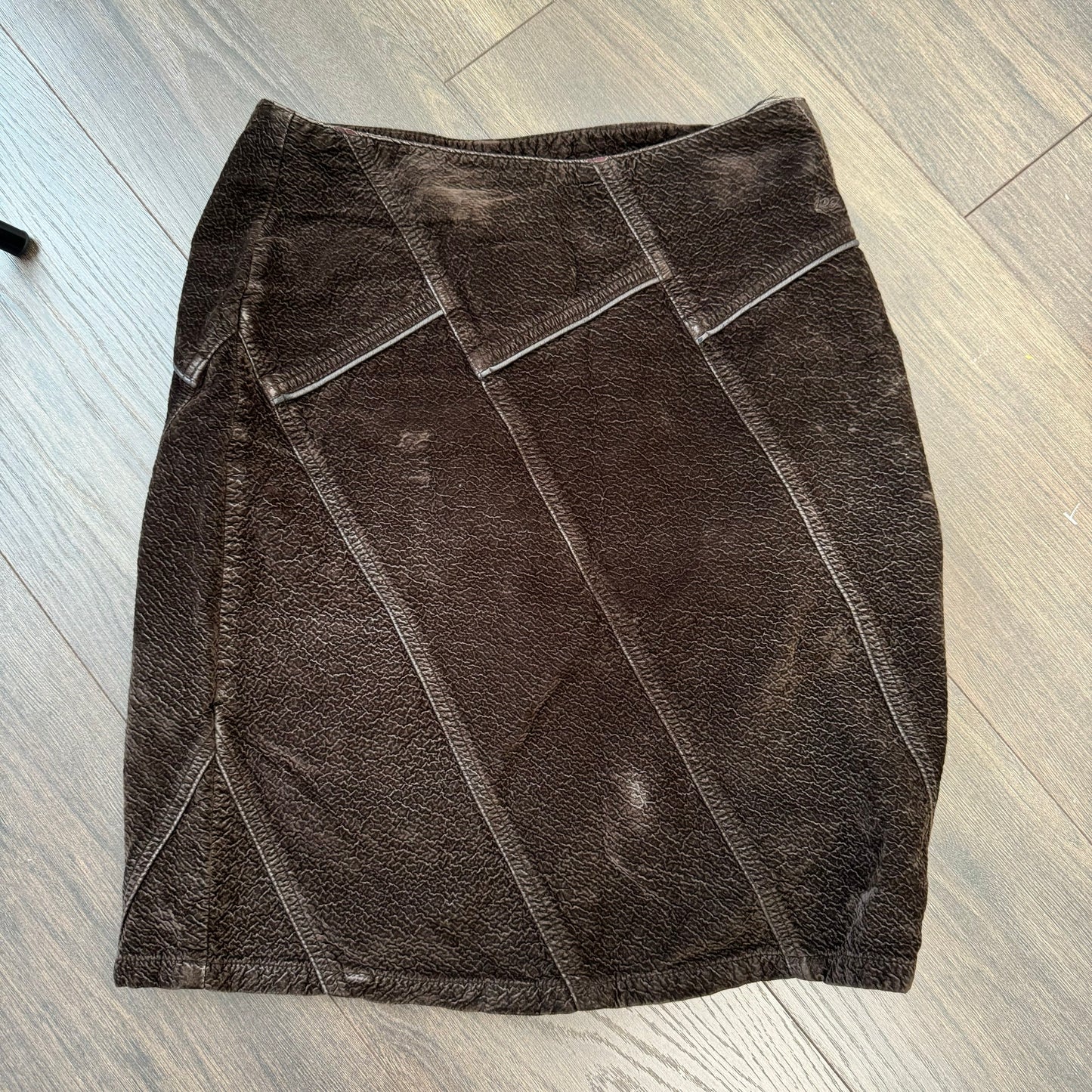 Vintage Brown Suede Midi Skirt