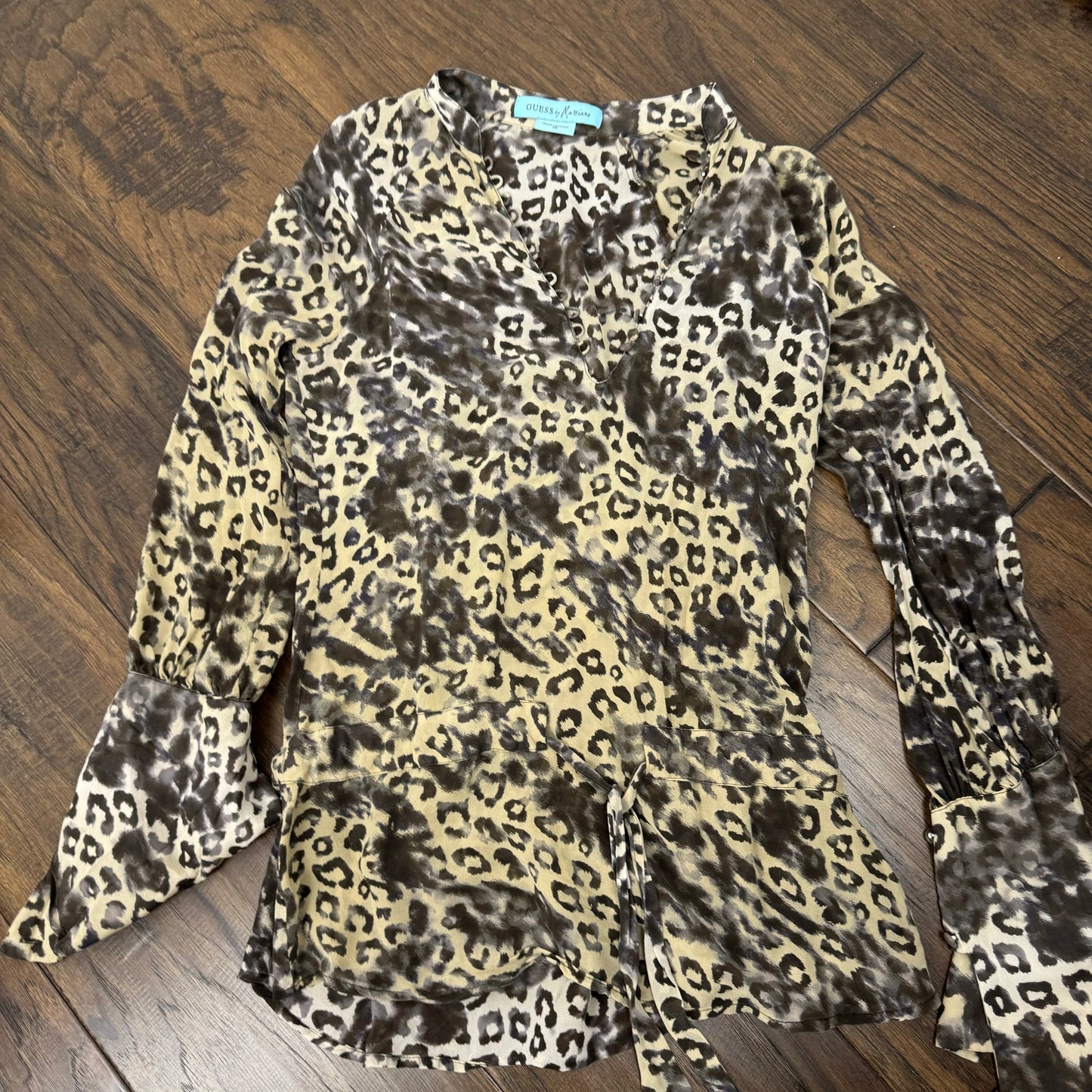 Guess Semi Sheer Leopard Print Top