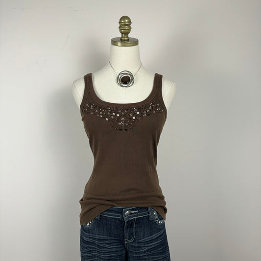 Vintage Brown Knit Tank