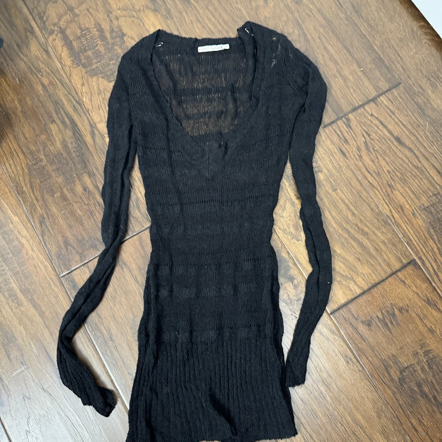 Vintage Open Knit Long Sweater / Mini Dress