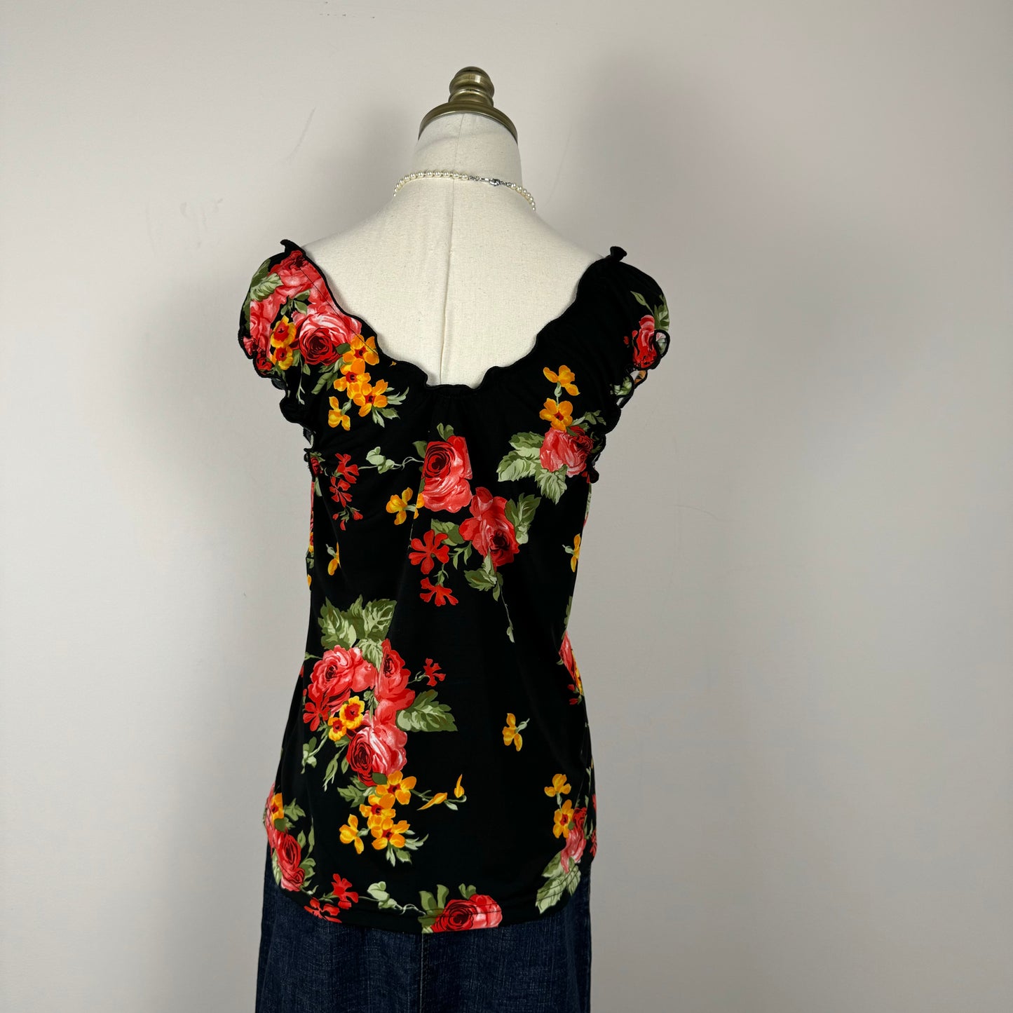 Vintage Milkmaid Floral Print Top