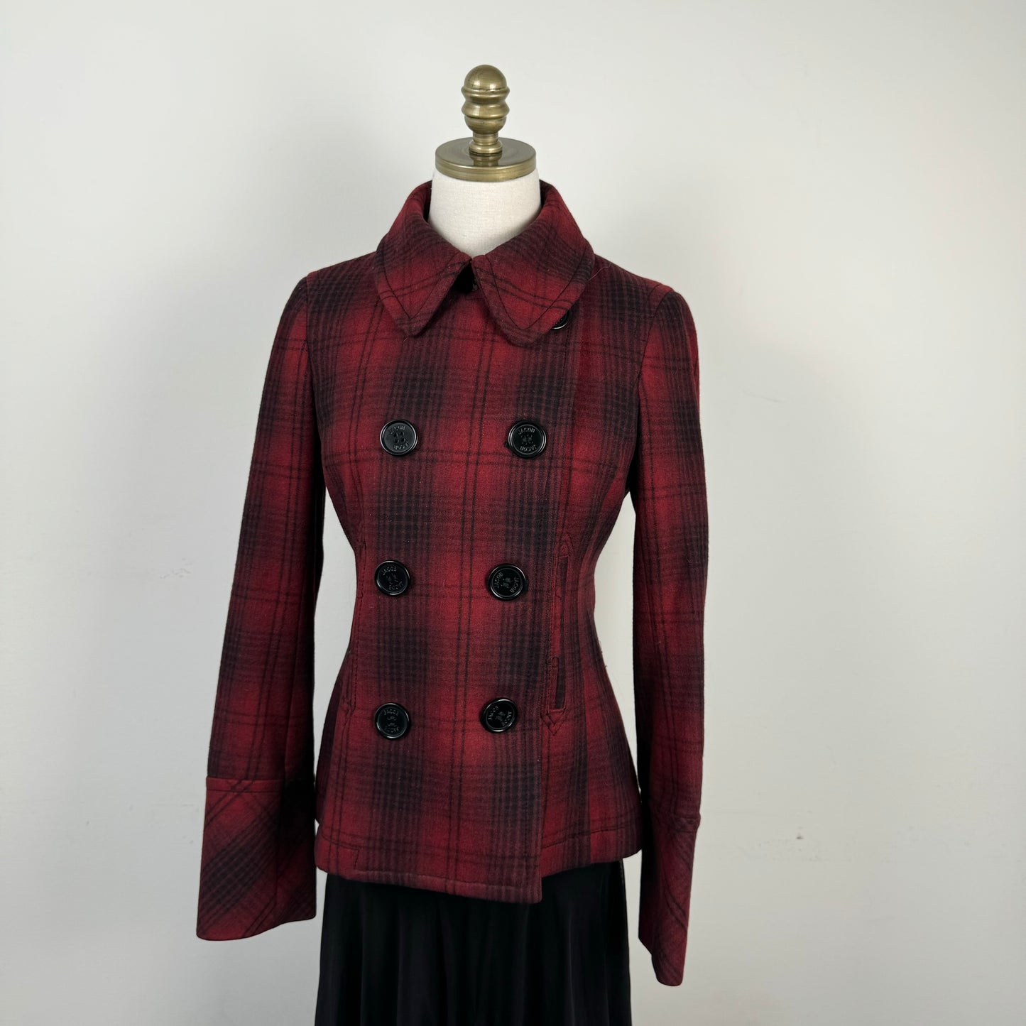 Wool Plaid Button Up Jacket