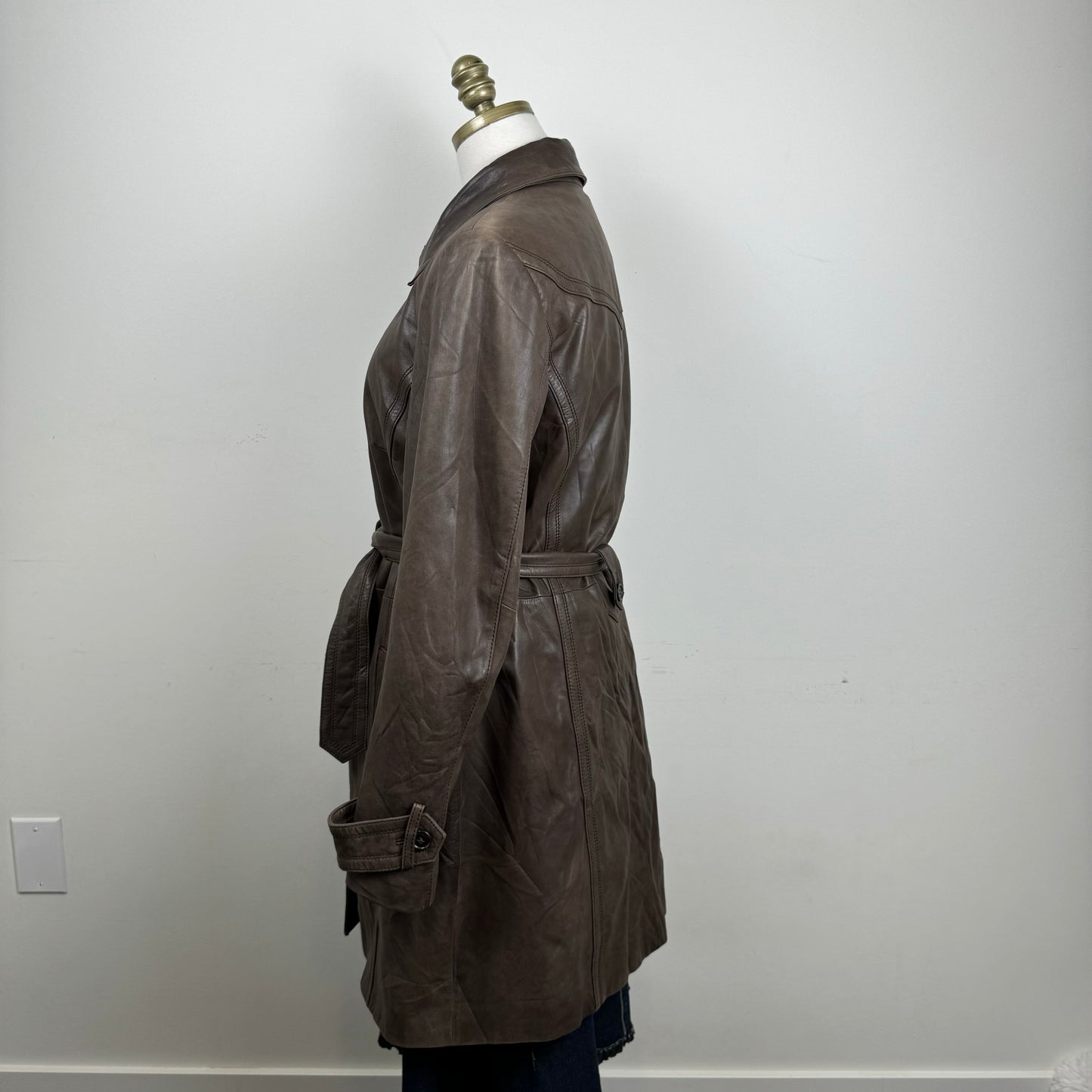 Danier Brown Genuine Leather Trench Coat