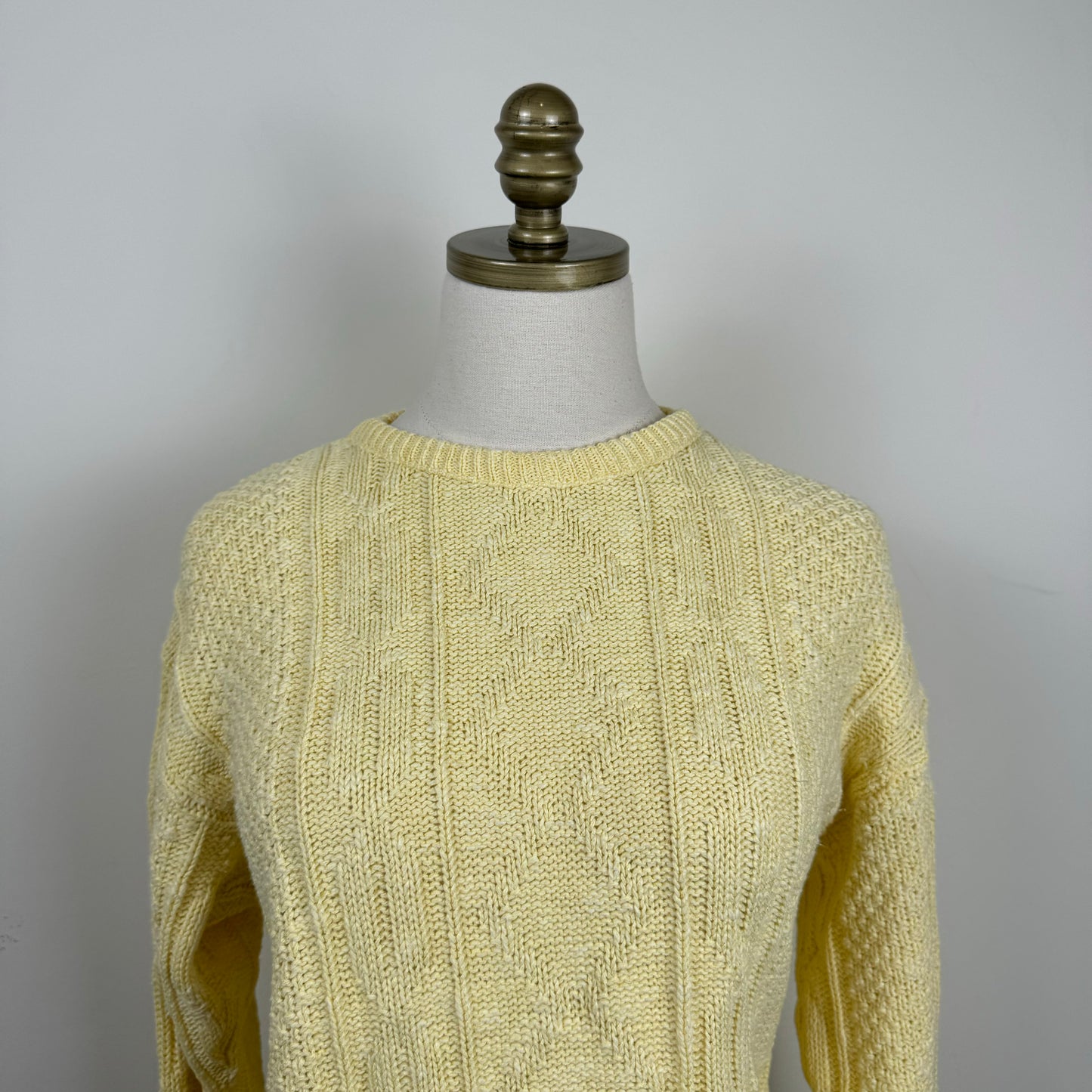 Vintage Yellow Cable Knit Crewneck Sweater