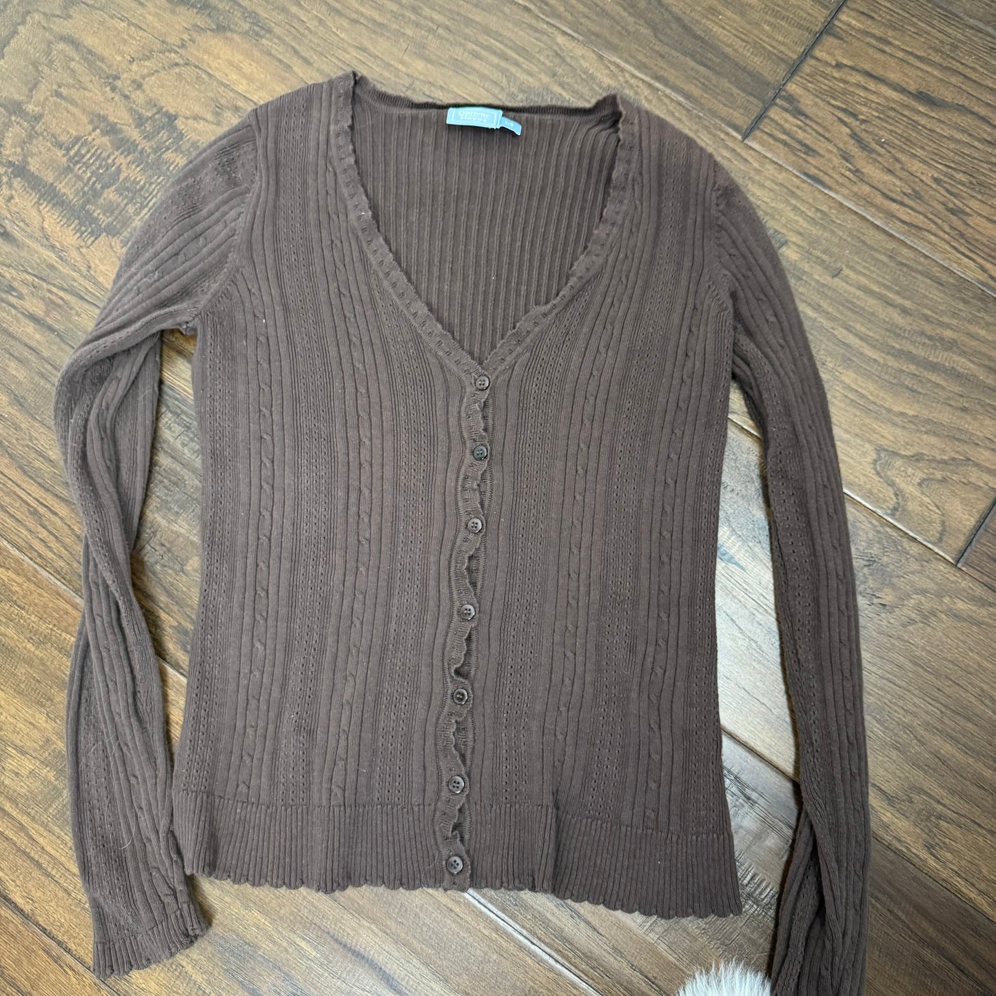 Brown Dainty Button Up Knit Cardigan