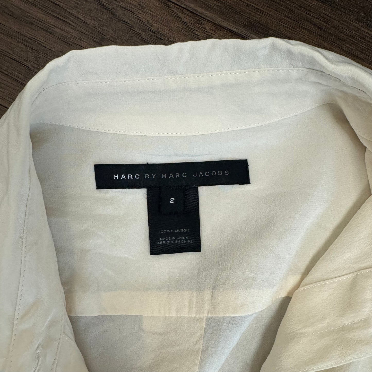 Marc Jacobs Cream 100% Silk Button Up Shirt