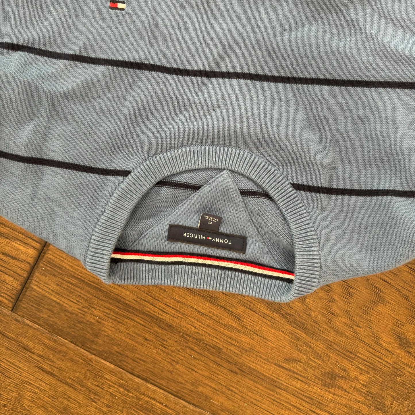 Tommy Blue Striped Crewneck Sweater